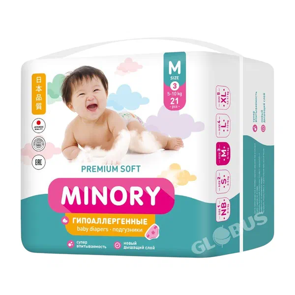 Подгузники детск Minory 3 M 21шт