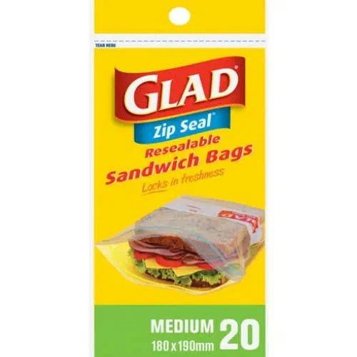Glad Sandwich Zipper Bags 20s