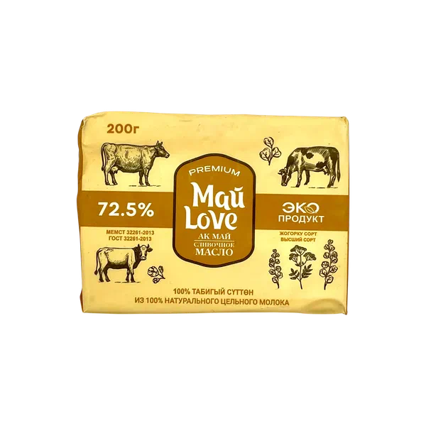 Масло сливочное Май Love premium 72,5% 200г ЗМЖ