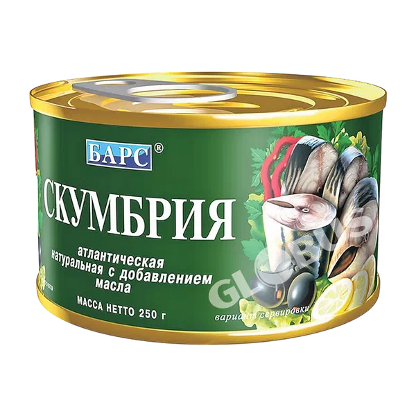 Скумбрия Барс натур. атлантическая в масле 250г