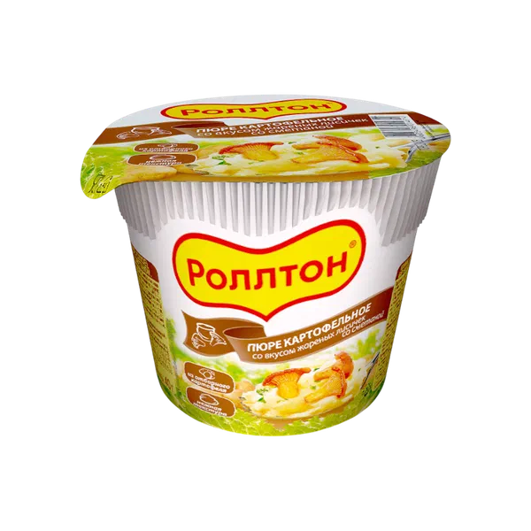 Пюре картоф. Роллтон жарен.лисички со сметан. 40г стак