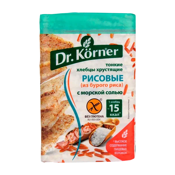 Хлебцы Dr.Korner из бурого риса с морск солью б/глютена 100г