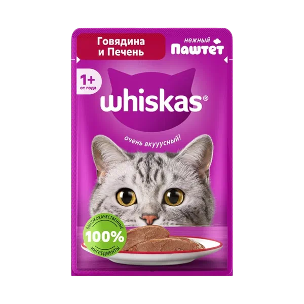 Корм д/кошек Whiskas паштет говяд/печ 75г