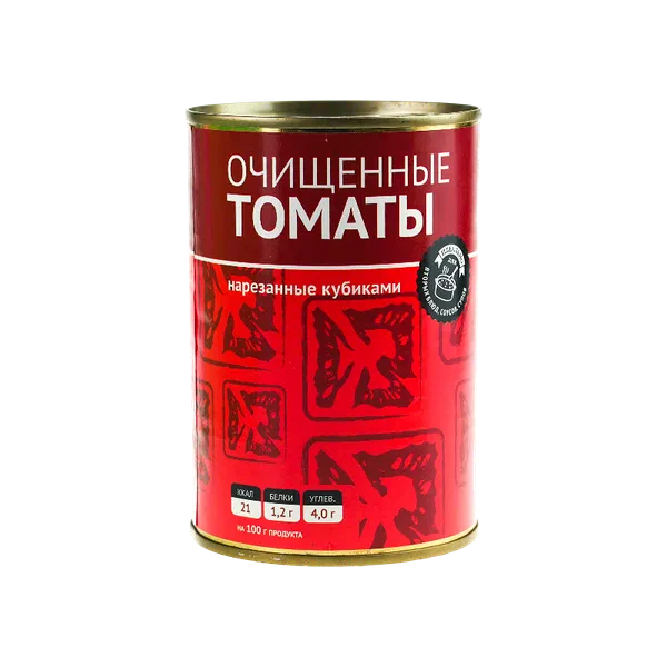 Томаты Вкусвилл очищенные резанные 400г ж/б