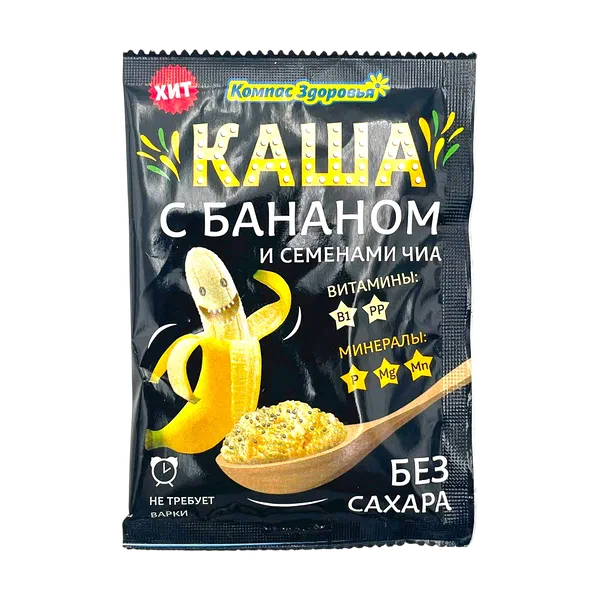 Каша Компас Здоровья овсяная банан/чиа 30г НВ