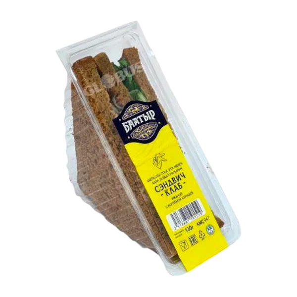 Сэндвич-Клаб Баатыр ржаной с курицей 130г СП PL1