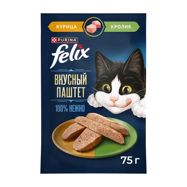 Felix курица/кролик паштет мышык азыгы 75г