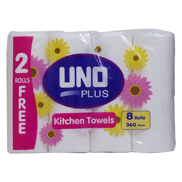 UNO PREMIUM KITCHEN TOWEL ROLLS HIGH-ABSORBENCY 8-PACK