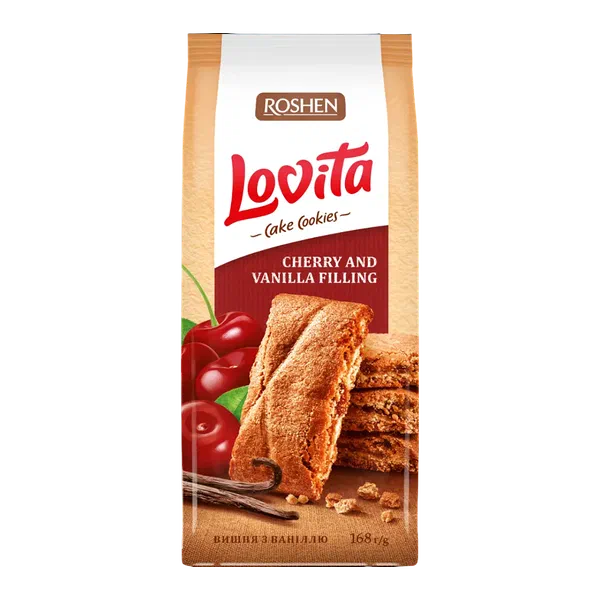 Печенье Roshen Lovita Cake cookies сдобн вишня/ваниль 168г