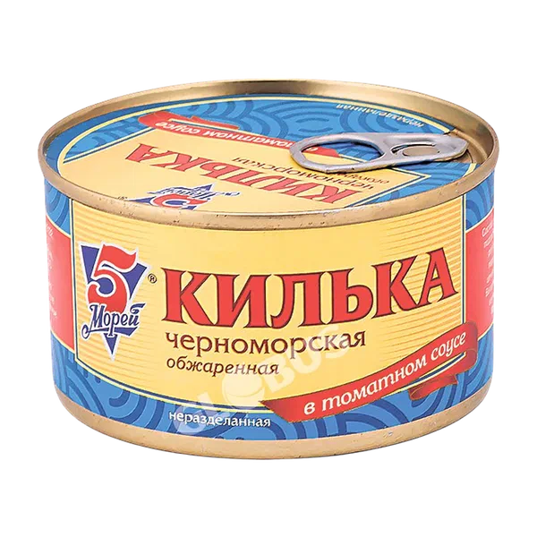 Килька 5Морей черноморская обжарен в томат.соусе /ключ/ 240г ж/б