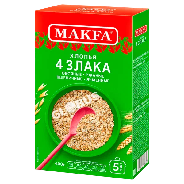 Хлопья Макфа 4 злака 400г кор
