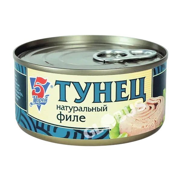 Тунец 5Морей натур. филе /ключ/ 185г ж/б