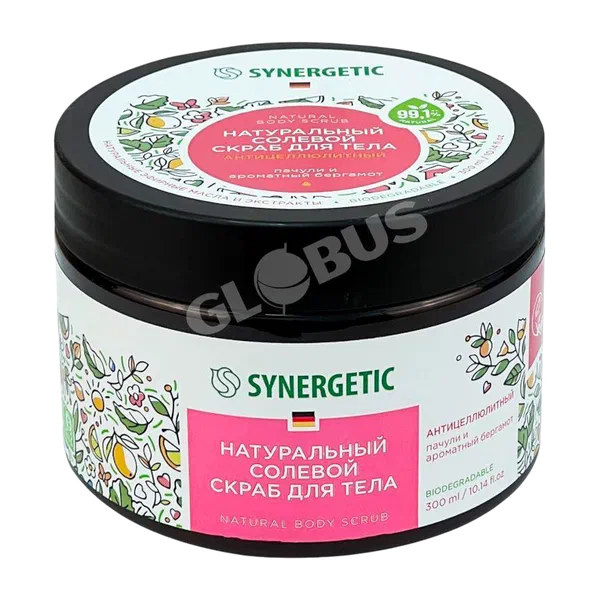 Скраб д/тела Synergetic антицеллюлит пачули/бергамот 300мл