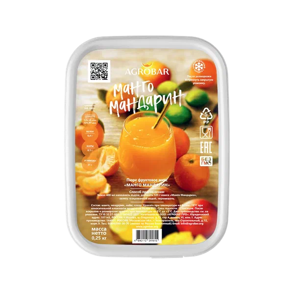 Agrobar манго/мандарин пюреси 250г