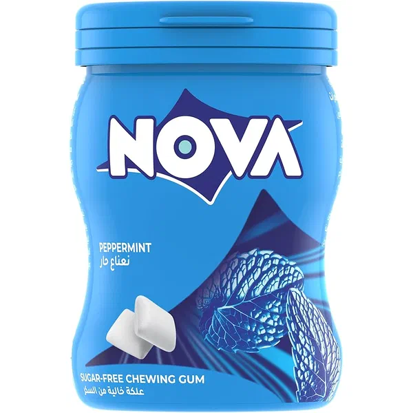 NOVA PEPPERMINT SF GUM 50PCS - SUGAR-FREE PEPPERMINT PELLET GUM BOTTLE