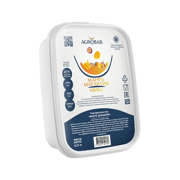 Agrobar манго/маракуйя пюреси 250г