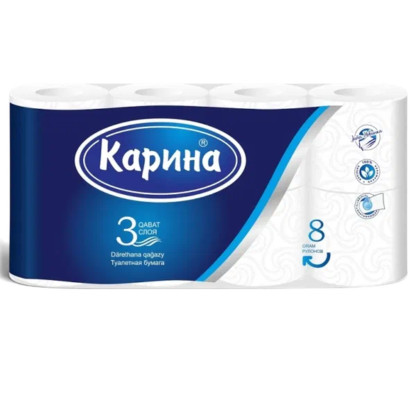 Бумага туал Карина 8шт 3сл