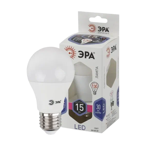 Лампочка св/диод ЭРА LED smd A60-15w-860-E27
