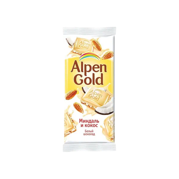 Alpen Gold ак бадам жана кокос шоколады 80г