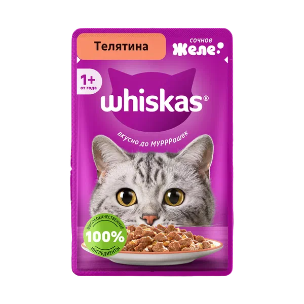 Корм д/кошек Whiskas желе телятина 75г