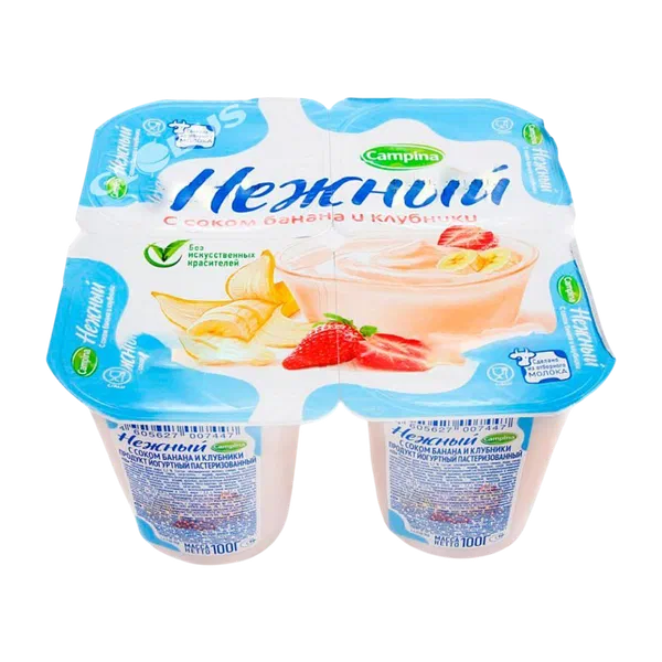 Йогурт Campina Нежный банан/клубника 0,1% 95г
