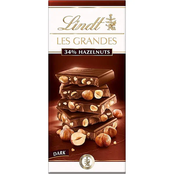 LINDT L/G DARK HAZELNUT 150G - LARGE DARK HAZELNUT LINDT TABLET