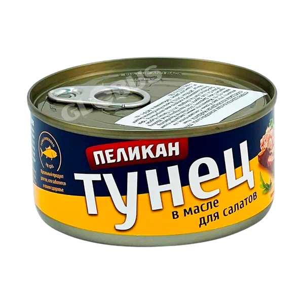 Филе тунца Пеликан в масле д/салатов 185г ж/б