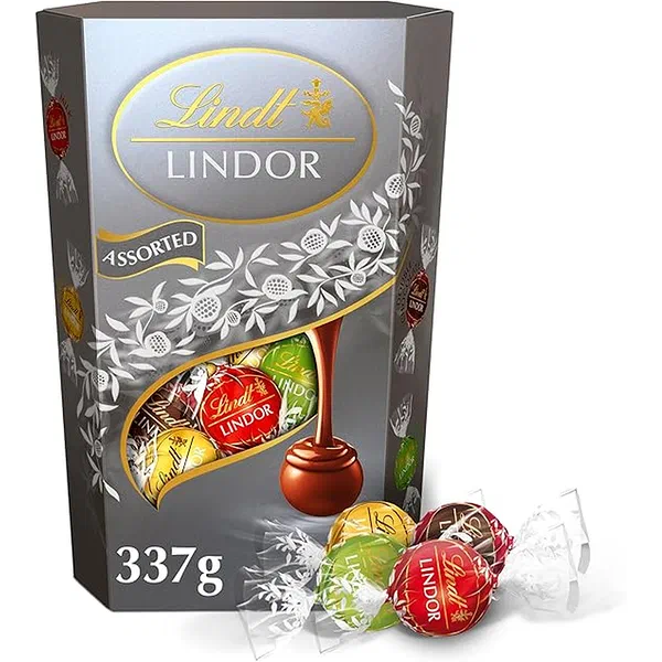 LINDT LINDOR ASRTD SILVER 337G - LARGER ASSORTED LINDOR TRUFFLES