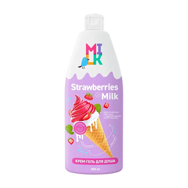 Milk молоко/земляника душ крем-гели 800мл