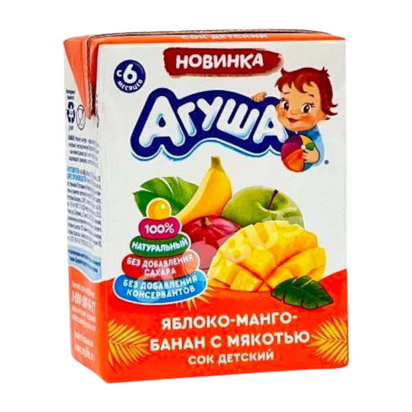 Сок дет. Агуша ябл/манго/бан.с мяк. с 6мес 200мл ВБД