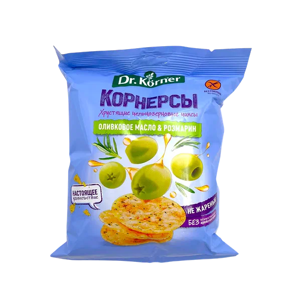 Чипсы Dr.Korner кукурузно-рисовые с олив. маслом и розмар 50г