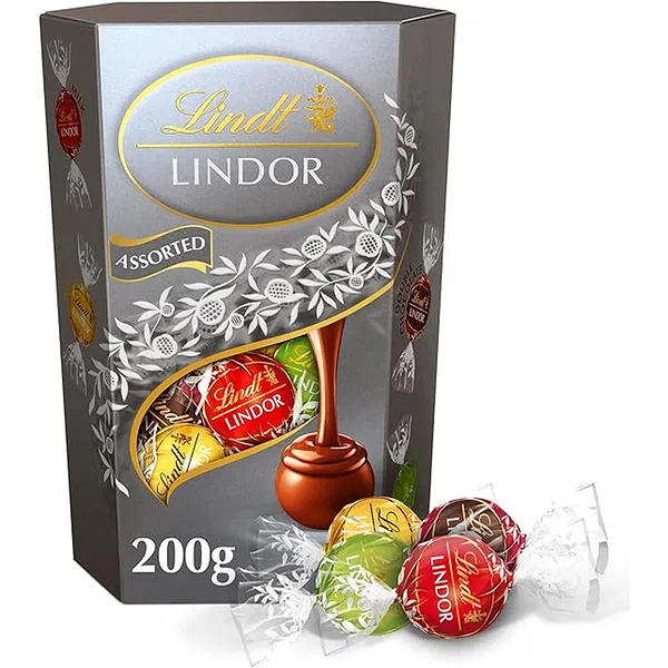 LINDT LINDOR ASRTD SILVER 200G - ASSORTED LINDOR TRUFFLES GIFT BOX