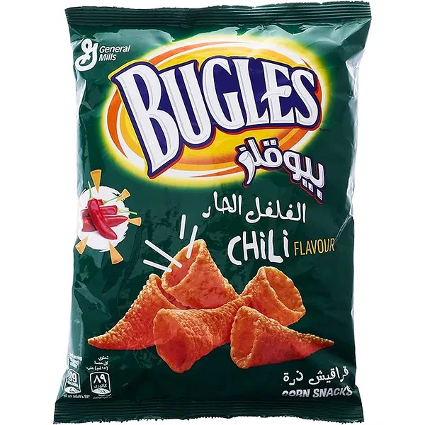 BUGLES HOT CHILI SPICY CORN SNACKS 125G