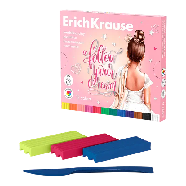 Пластилин ErichKrause Pointes 12цв со стеком 61776