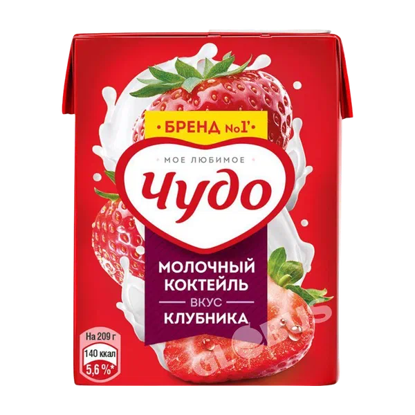 Молоко Чудо клубника 2% 200мл Бишкексут