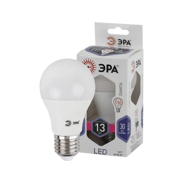 Лампочка св/диод ЭРА LED smd A60-13w-860-E27