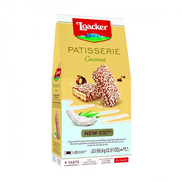 LOACKER COCONUT CREAM 99.6GM - COCONUT CREAM FILLED WAFERS