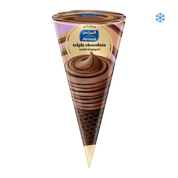 ALMARAI TRIPLE CHOCO CONE 120ML - TRIPLE CHOCOLATE ICE CREAM CONE
