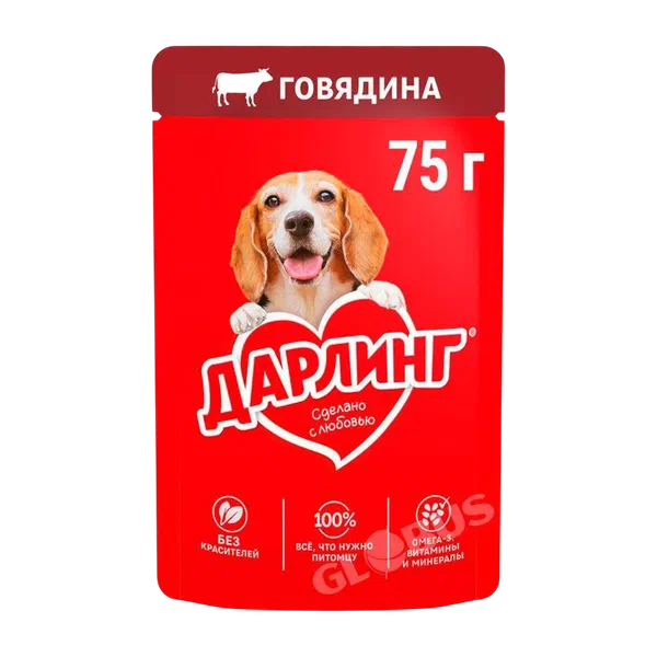 Корм Darling д/собак говядина в подливе 75г
