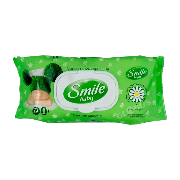 Салфетки влажн Smile Baby ромашка/алоэ с крыш 72шт