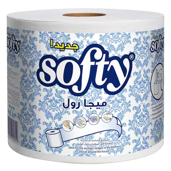 SOFTY MAXI KITCHEN PAPER TOWEL ROLL HIGH-ABSORBENCY 300M