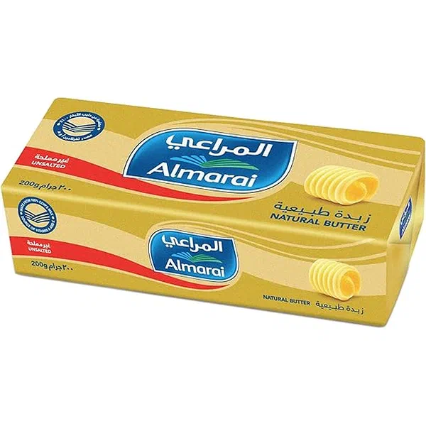 ALMARAI NATURAL UNSALTED BUTTER 200G - ALMARAI NATURAL UNSALTED BUTTER