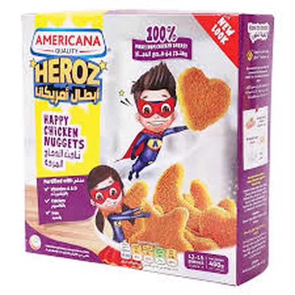 AMERICANA HAPPY SHAPED FUN BREADED CHICKEN NUGGETS 400G