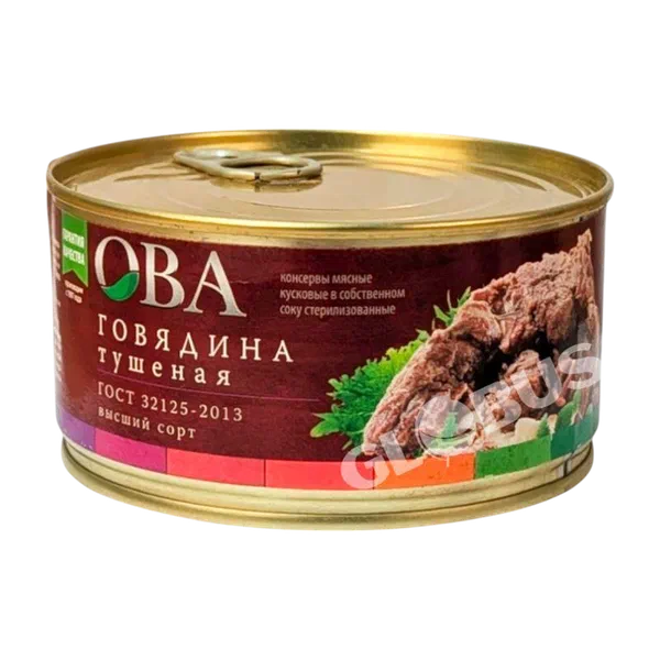 ОВА ж/с быктырылган уй эти ГОСТ 325г ж/б