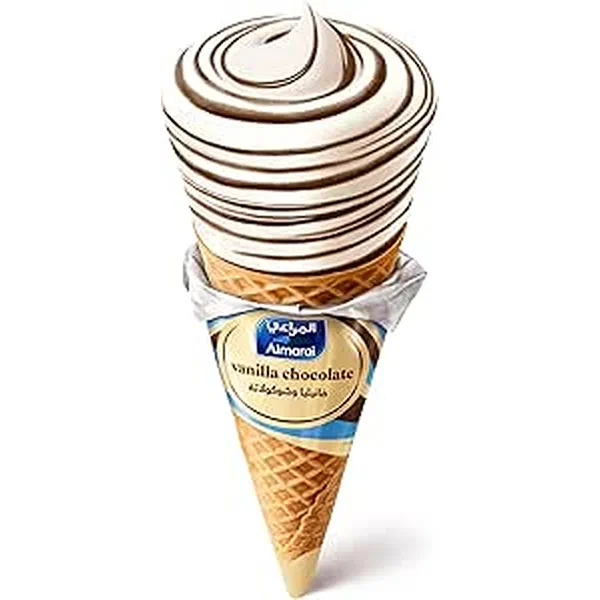 ALMARAI VANILLA AND CHOCO CONE 120ML - VANILLA AND CHOCOLATE ICE CREAM CONE