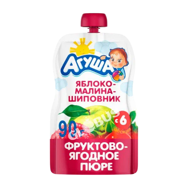 Пюре дет. Агуша фрукт. ябл.шипов.малина с 6мес 90г д/п ВБД.