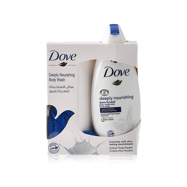 Dove Body Wash Moisture 250 Ml+Loofa