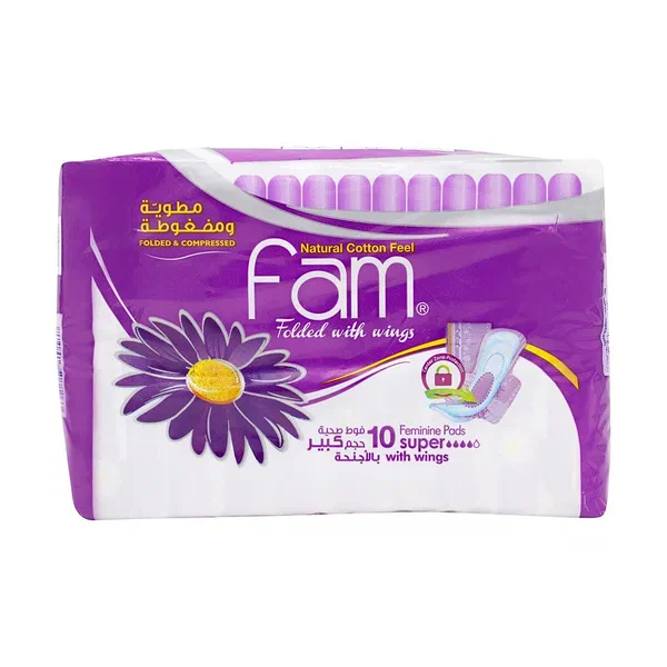 FAM SUPER MAXIMUM PROTECTION WINGS SANITARY PADS 10-COUNT