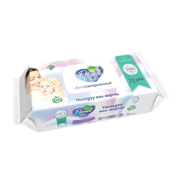 Салфетки влажн Flovell Bio детск 72шт