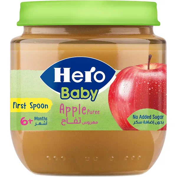 HERO BABY APPLE COMPOTE SMOOTH FRUIT PUREE FOR 6 MONTHS+ 125G